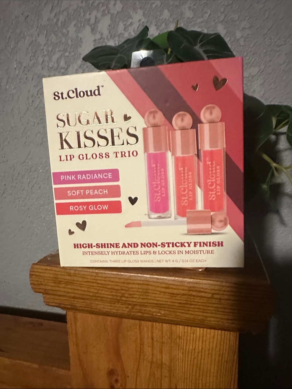 St. Cloud Sugar Kisses Lip Gloss Trio — Pink Radiance, Soft Peach & Rosy Glow